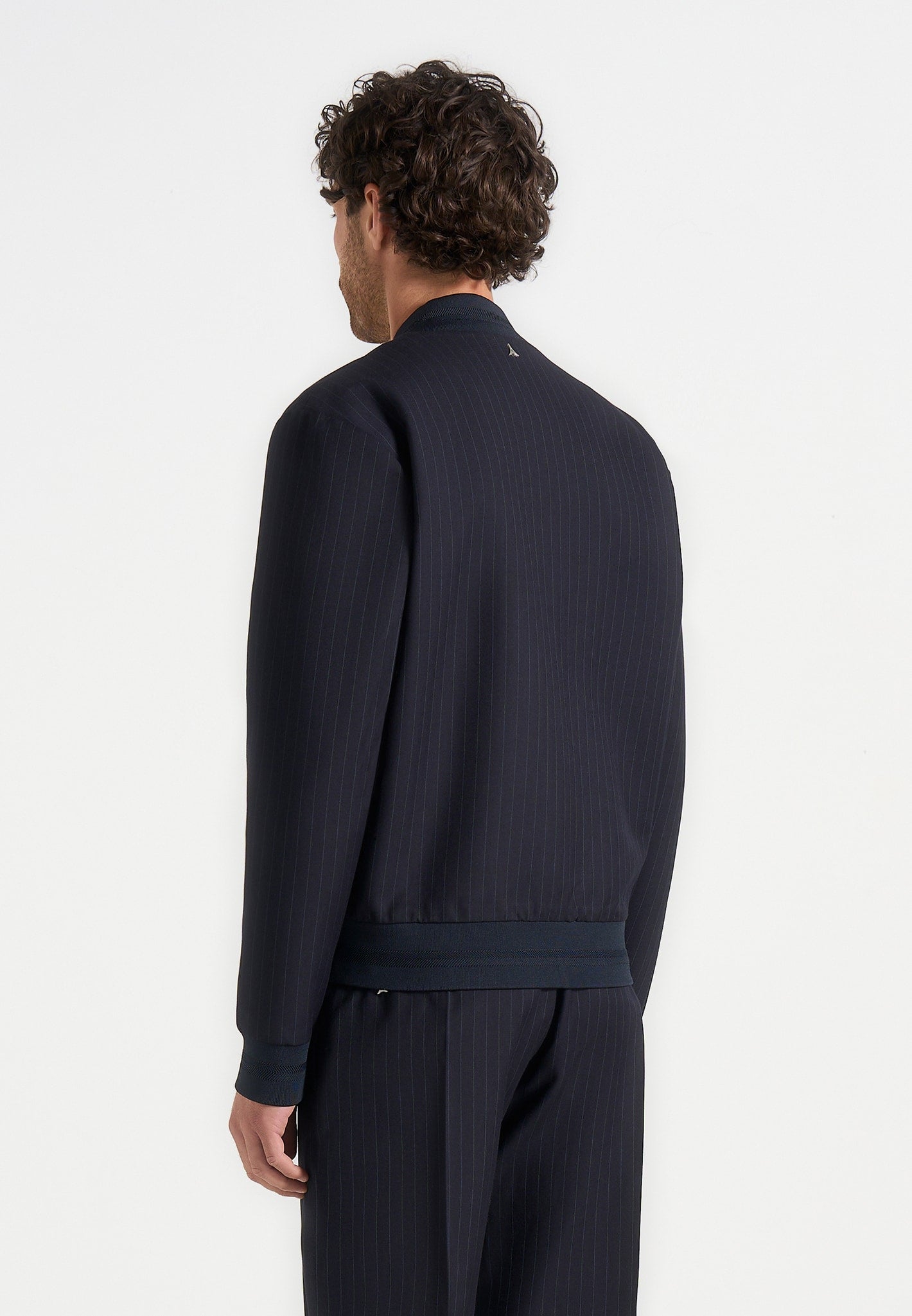Savin - Pinstripe Bomber Jacket - Navy