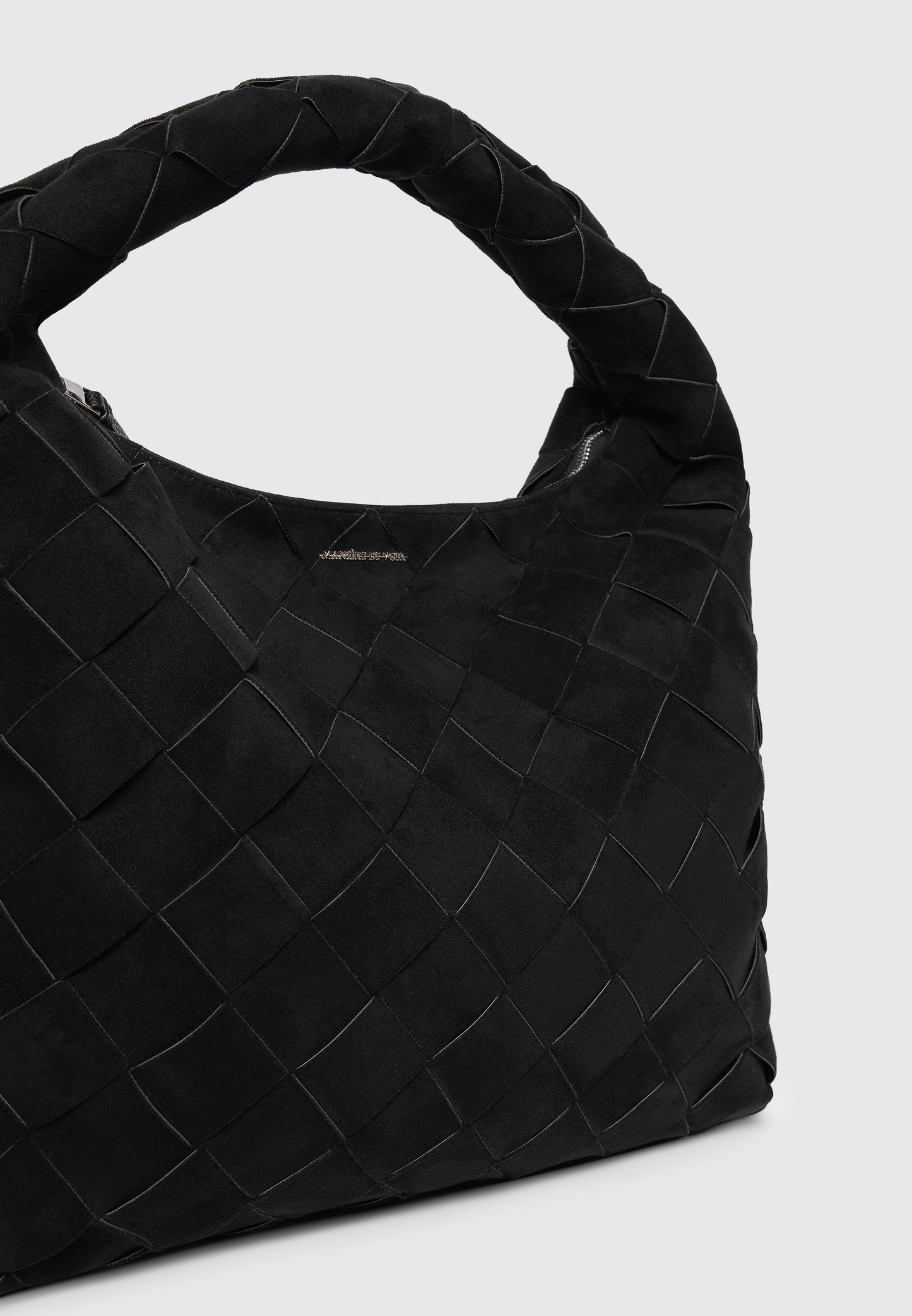 Aubin - Suede Woven Hobo Bag - Black